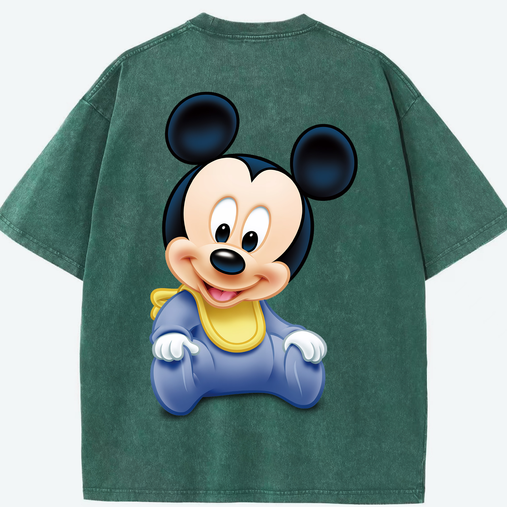 （画像用） ミッキーマウス Mickey Mouse 綿100% ヴィンテージ風 半袖Tシャツ（背面プリント）